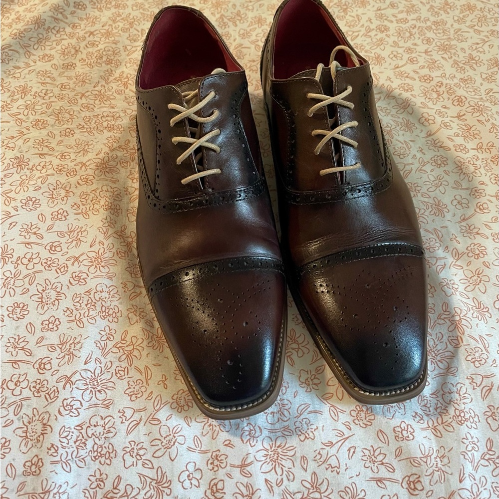 Asher Green. New. Classic Brown Leather Men's Dress Shoes